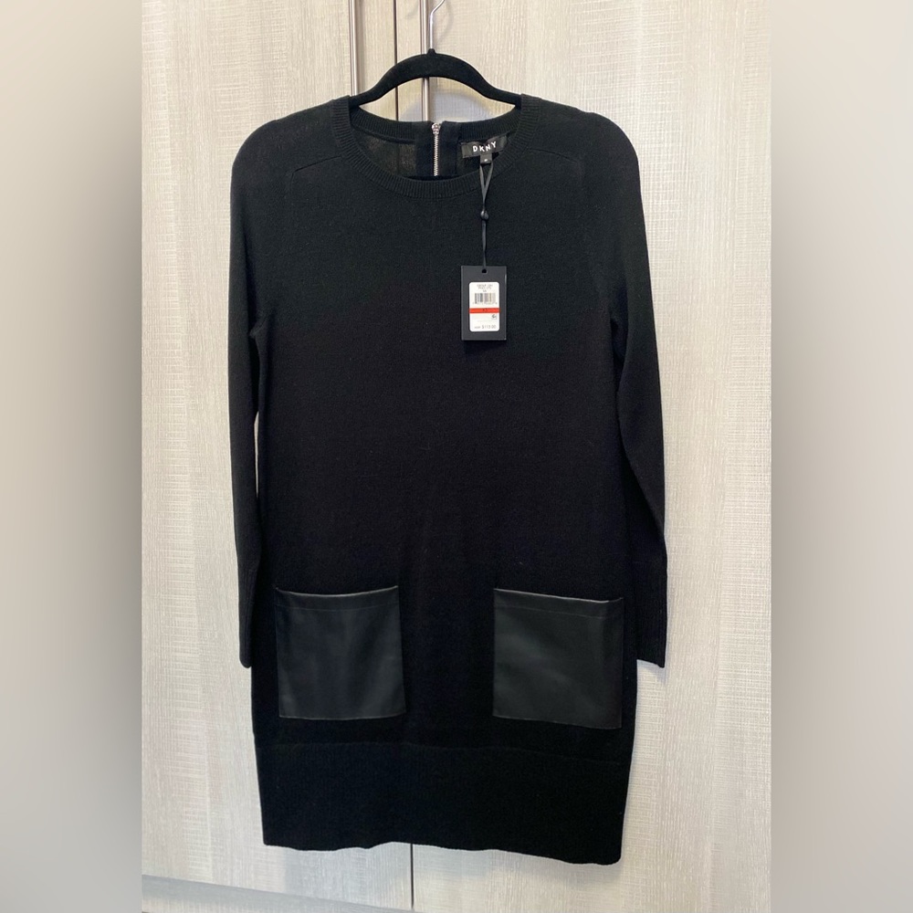 DKNY sweater dress with leather pockets size XS